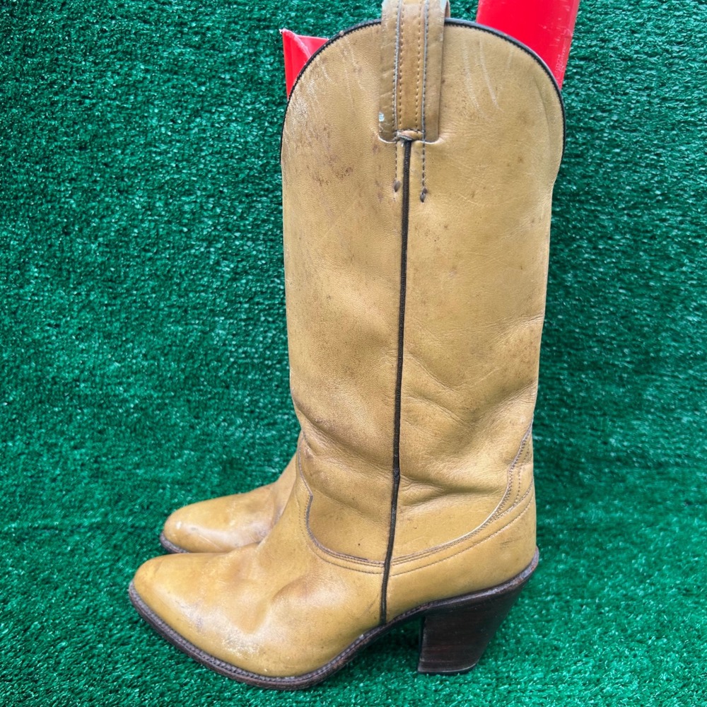 Mora Tan Leather Western Cowboy Boots Made in Spain 6600 1994 Pointed Size 6.5